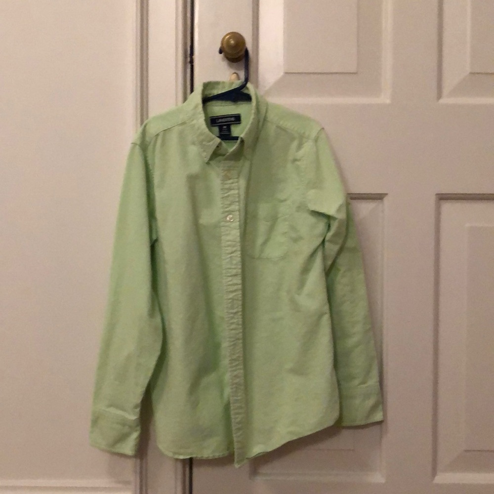 Pale green Lands’ End boys oxford 10-12